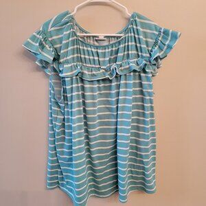 Lularoe Stasha Top - 3X - Teal Stripe